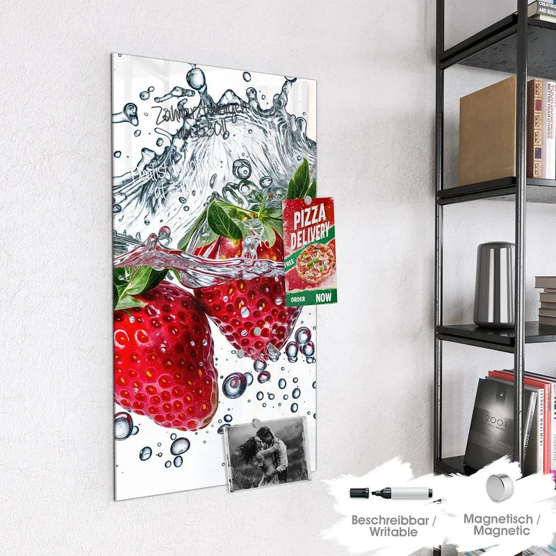 Magnettafel - Spritzige Erdbeeren