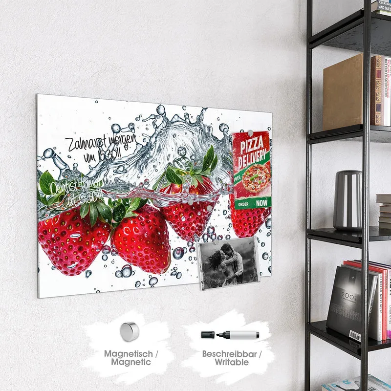 Magnettafel - Spritzige Erdbeeren