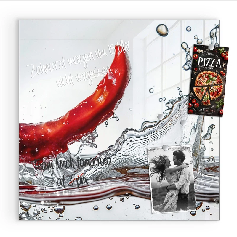 Magnettafel - Chilischote im Spritzer