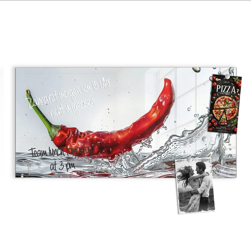 Magnettafel - Chilischote im Spritzer