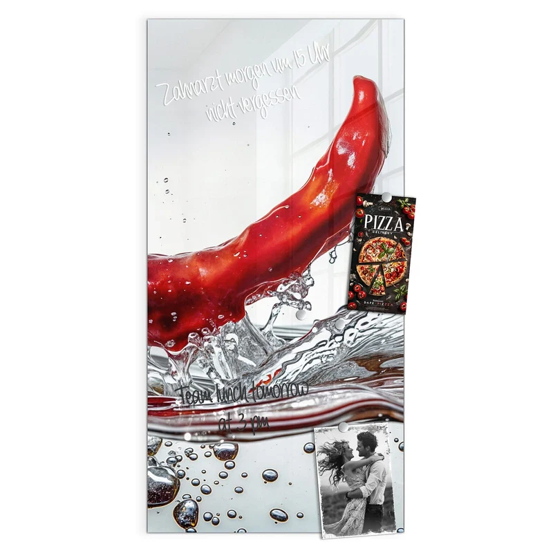 Magnettafel - Chilischote im Spritzer