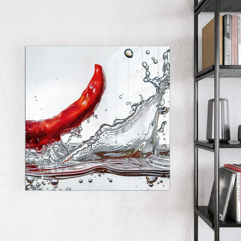 Magnettafel - Chilischote im Spritzer