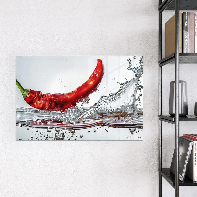 Magnettafel - Chilischote im Spritzer