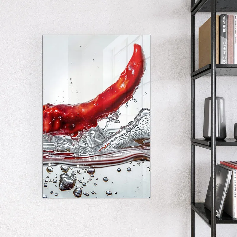 Magnettafel - Chilischote im Spritzer