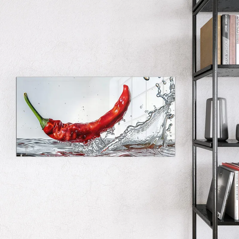 Magnettafel - Chilischote im Spritzer