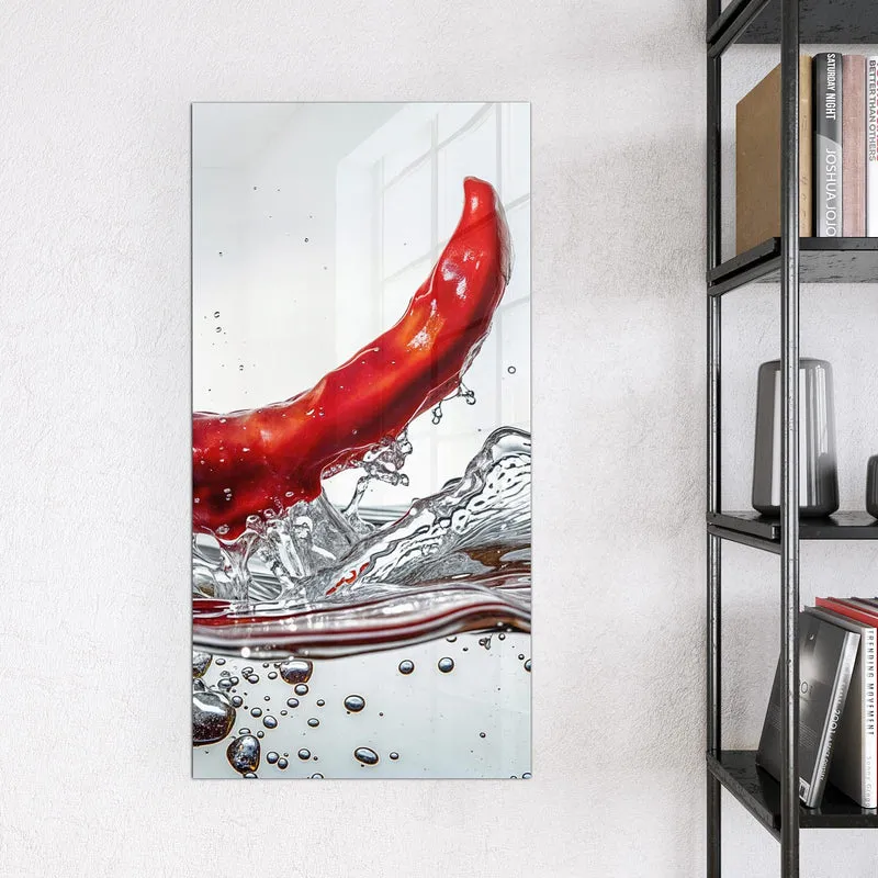 Magnettafel - Chilischote im Spritzer