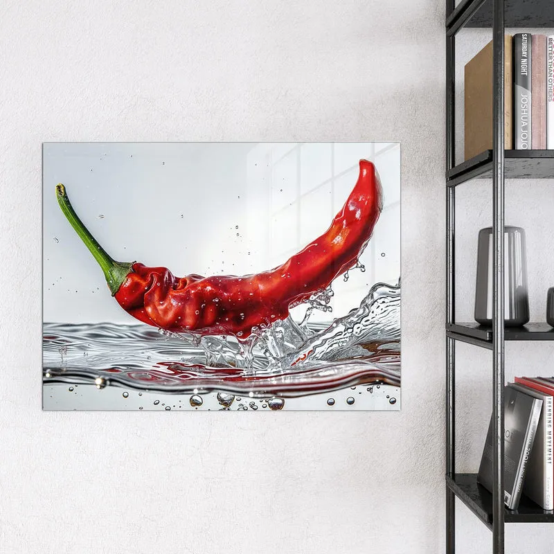 Magnettafel - Chilischote im Spritzer