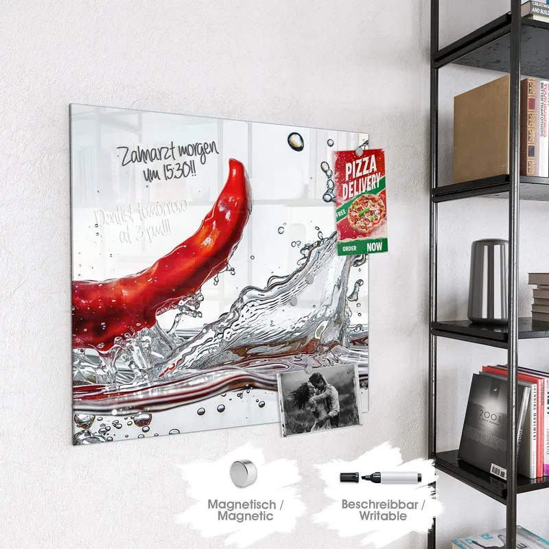 Magnettafel - Chilischote im Spritzer