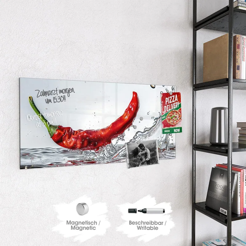 Magnettafel - Chilischote im Spritzer