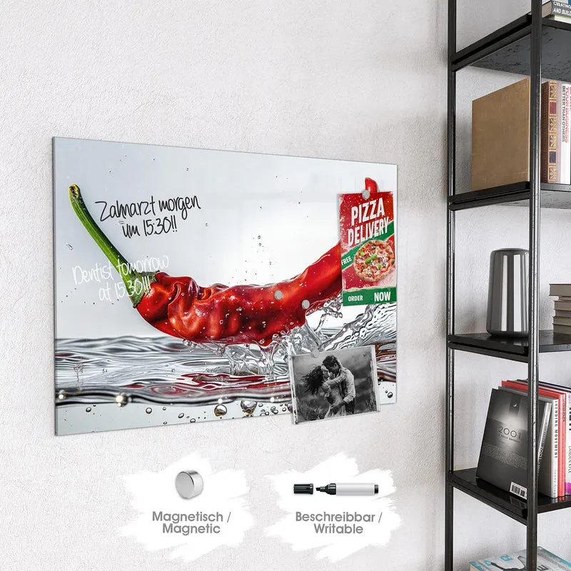 Magnettafel - Chilischote im Spritzer