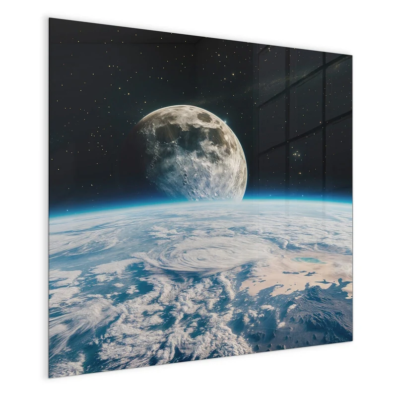 Magnettafel - Mond über der Erde