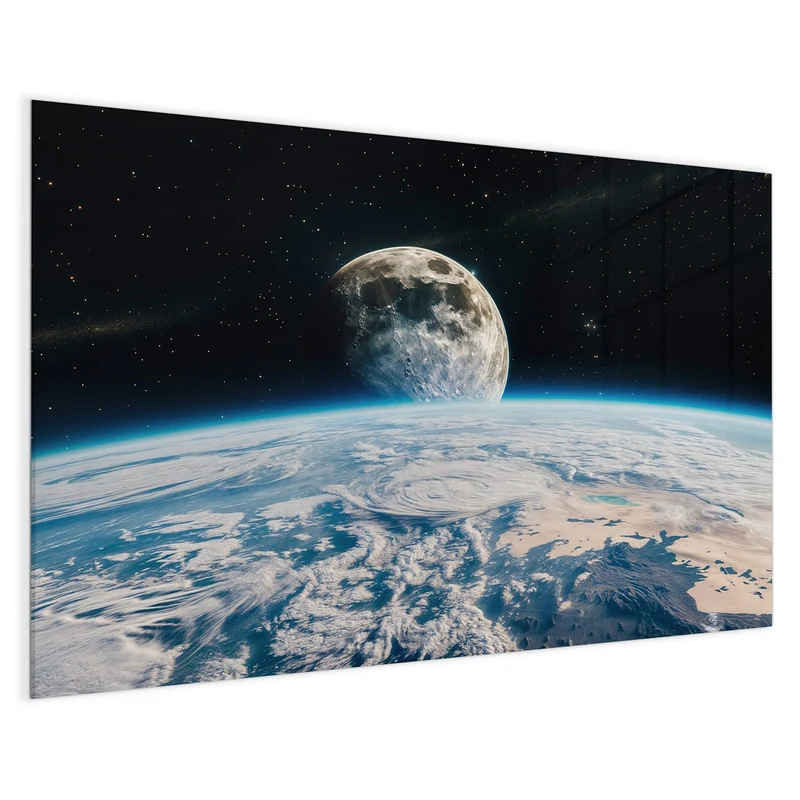 Magnettafel - Mond über der Erde