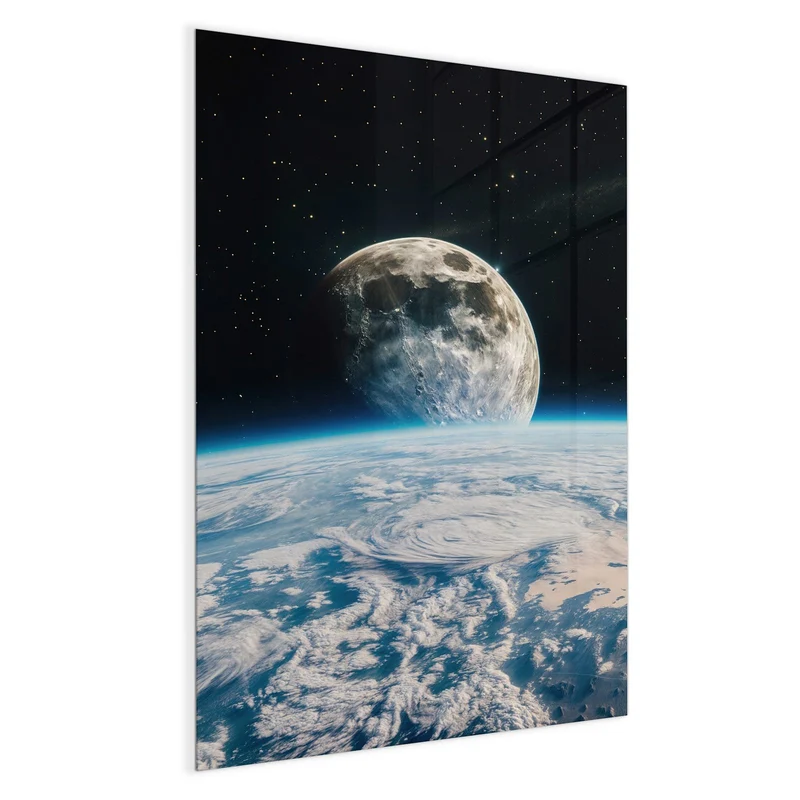 Magnettafel - Mond über der Erde