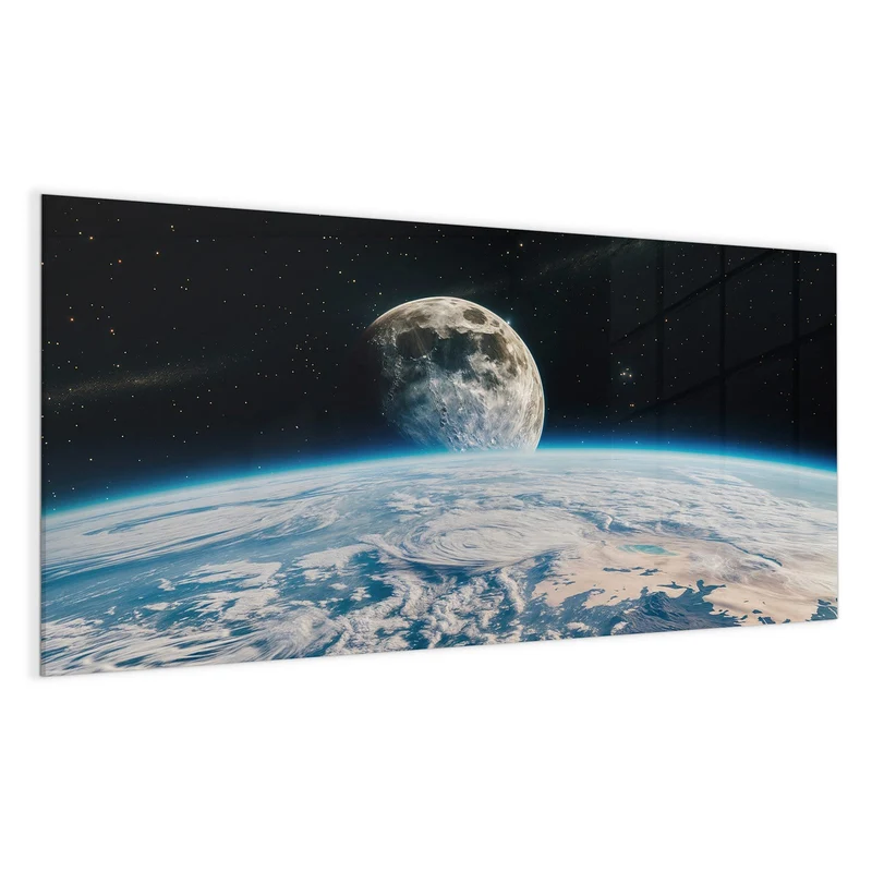 Magnettafel - Mond über der Erde
