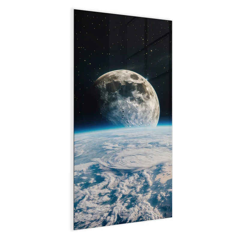 Magnettafel - Mond über der Erde