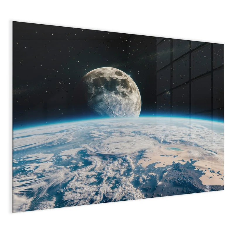 Magnettafel - Mond über der Erde
