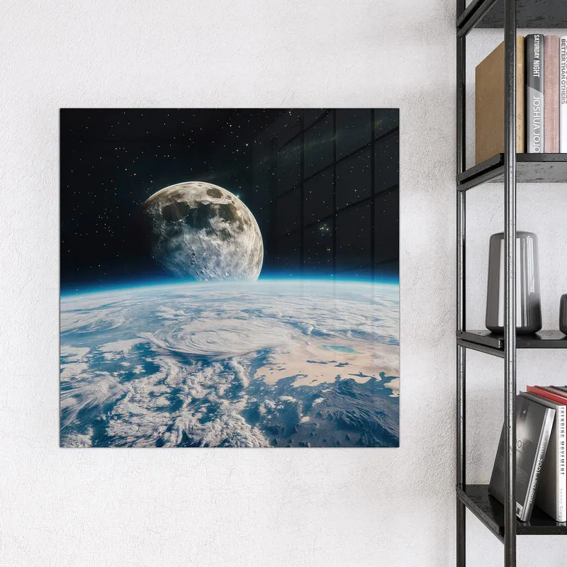 Magnettafel - Mond über der Erde