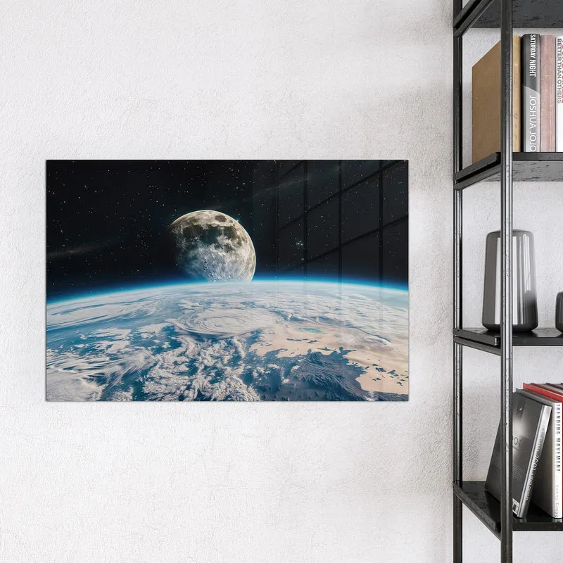 Magnettafel - Mond über der Erde