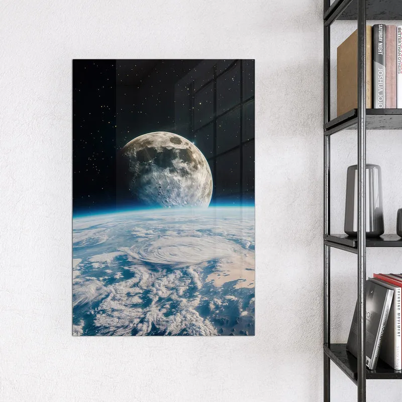 Magnettafel - Mond über der Erde