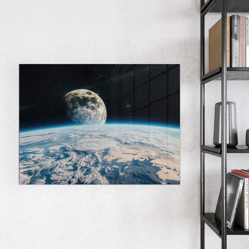 Magnettafel - Mond über der Erde