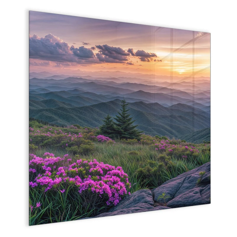 Magnettafel - Blüten vor Bergketten