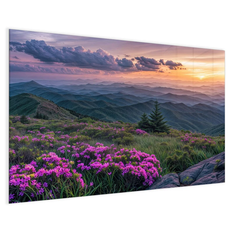 Magnettafel - Blüten vor Bergketten
