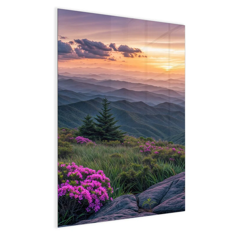 Magnettafel - Blüten vor Bergketten