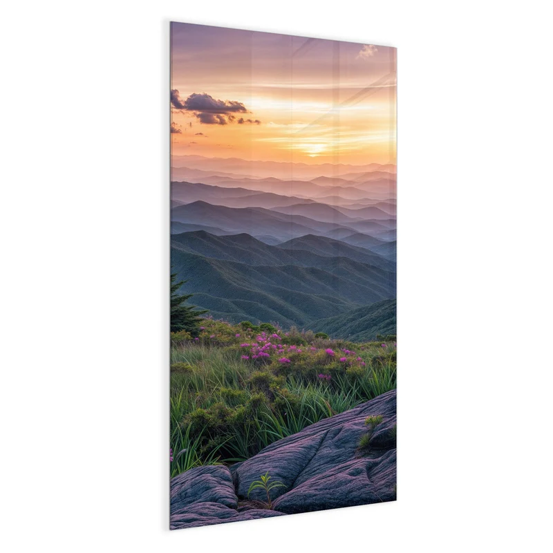 Magnettafel - Blüten vor Bergketten