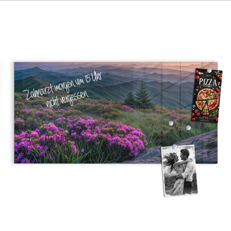 Magnettafel - Blüten vor Bergketten