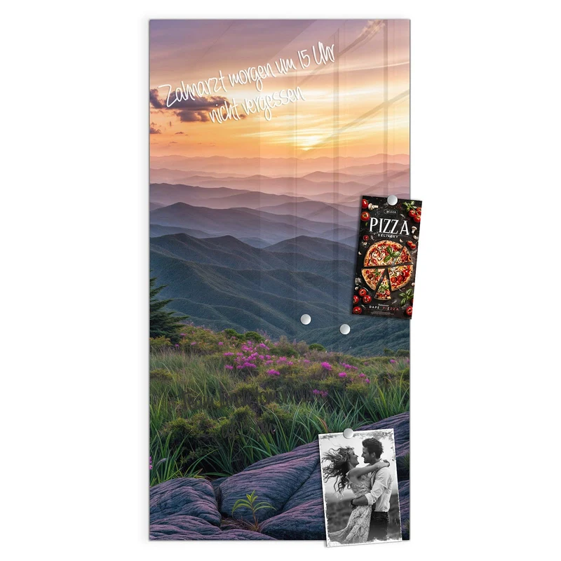 Magnettafel - Blüten vor Bergketten