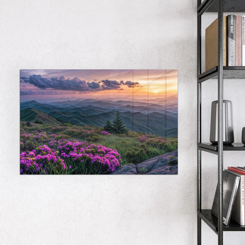Magnettafel - Blüten vor Bergketten