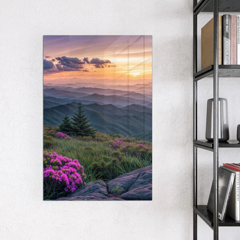 Magnettafel - Blüten vor Bergketten