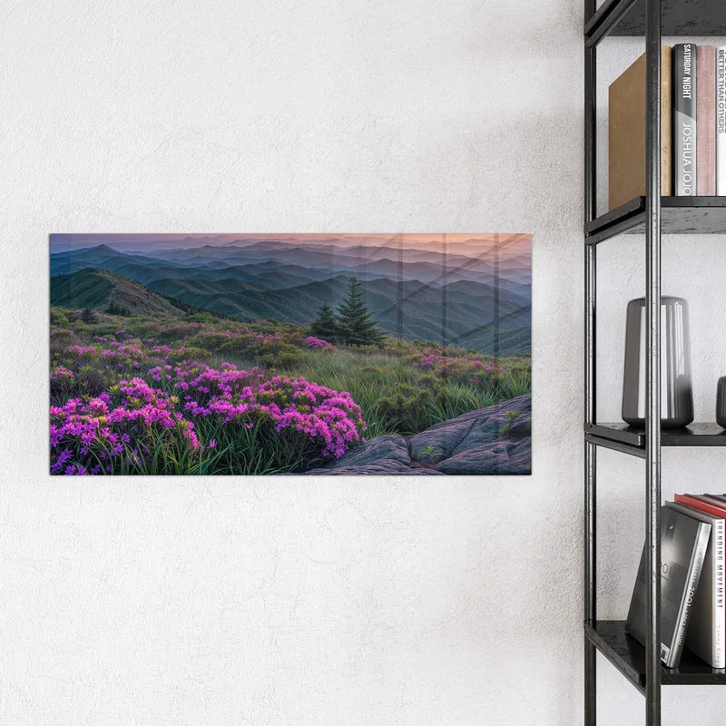 Magnettafel - Blüten vor Bergketten