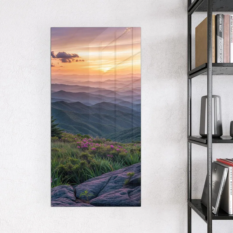 Magnettafel - Blüten vor Bergketten