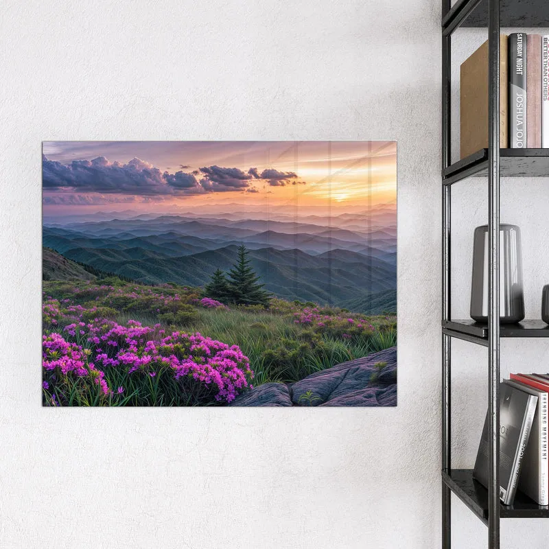 Magnettafel - Blüten vor Bergketten