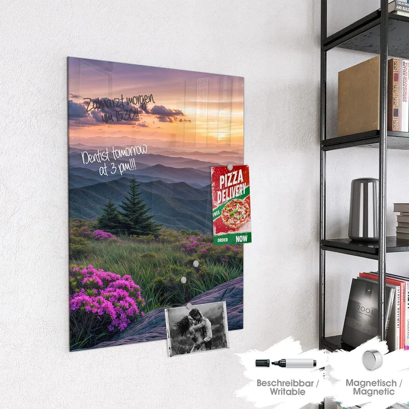 Magnettafel - Blüten vor Bergketten