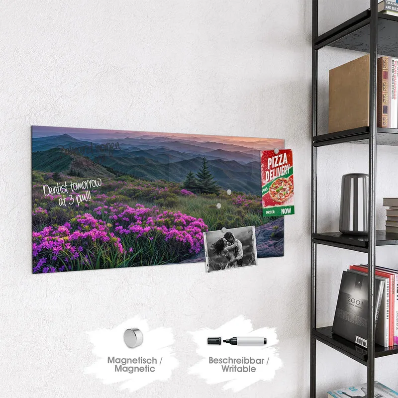 Magnettafel - Blüten vor Bergketten