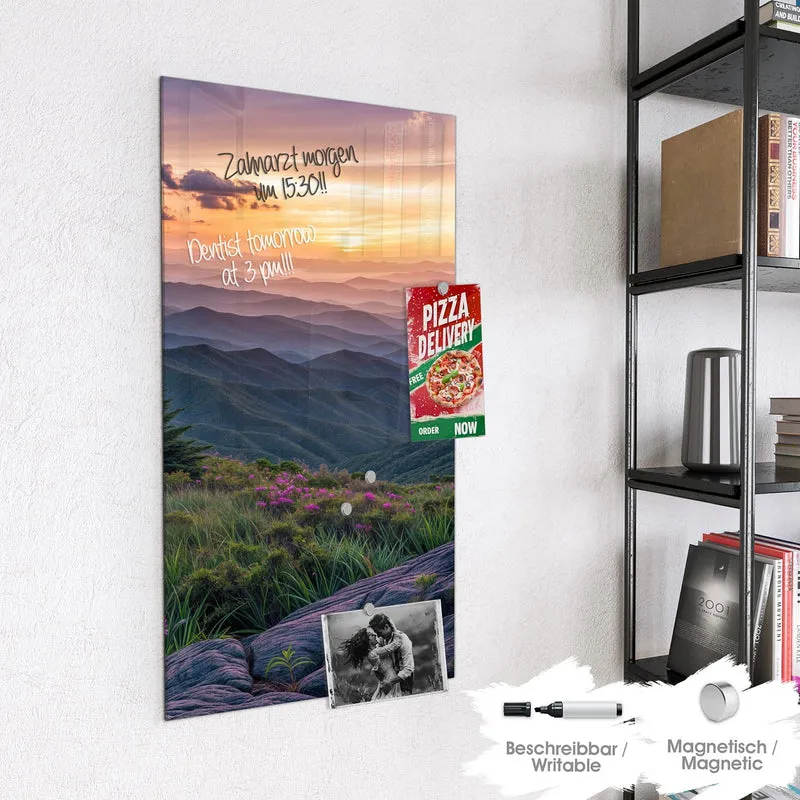Magnettafel - Blüten vor Bergketten