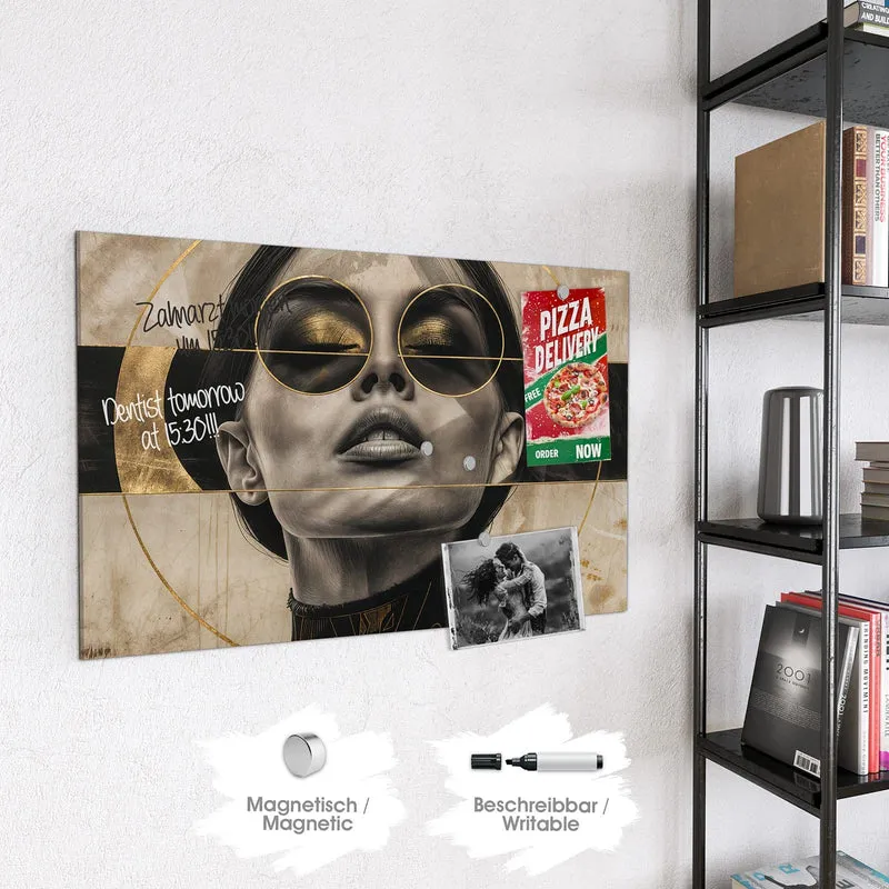 Magnettafel - Porträt mit Goldbrille