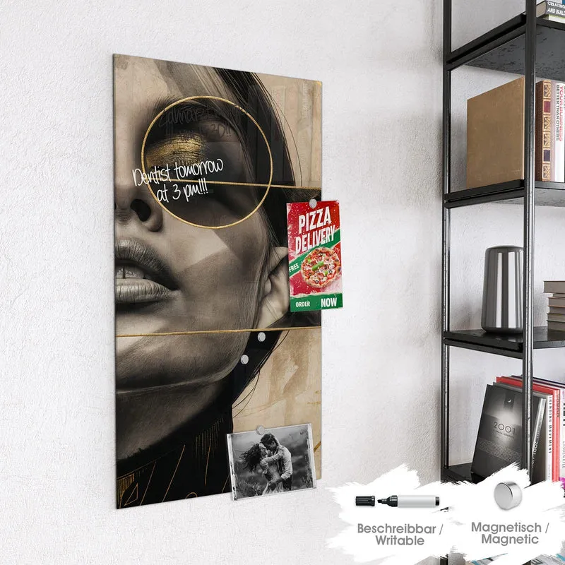 Magnettafel - Porträt mit Goldbrille