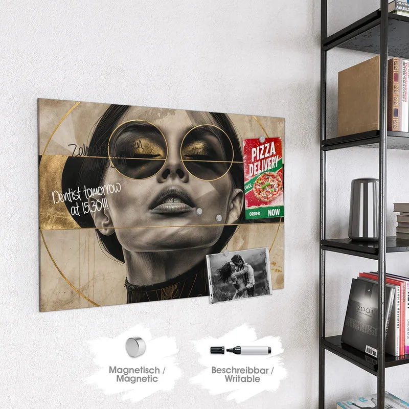Magnettafel - Porträt mit Goldbrille