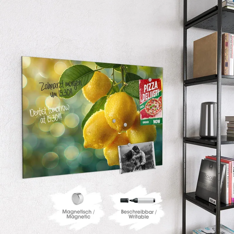 Magnettafel - Fünf Zitronen am Zweig