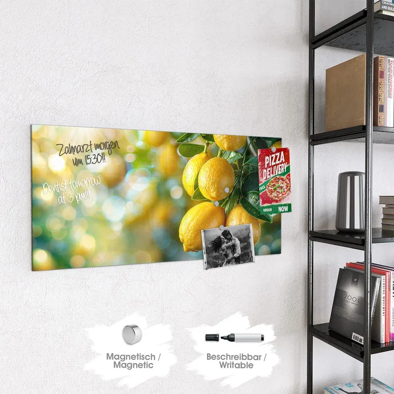 Magnettafel - Zitronen im Blattwerk