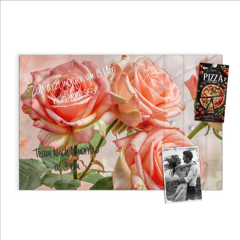 Magnettafel - Korallenrote Rosen