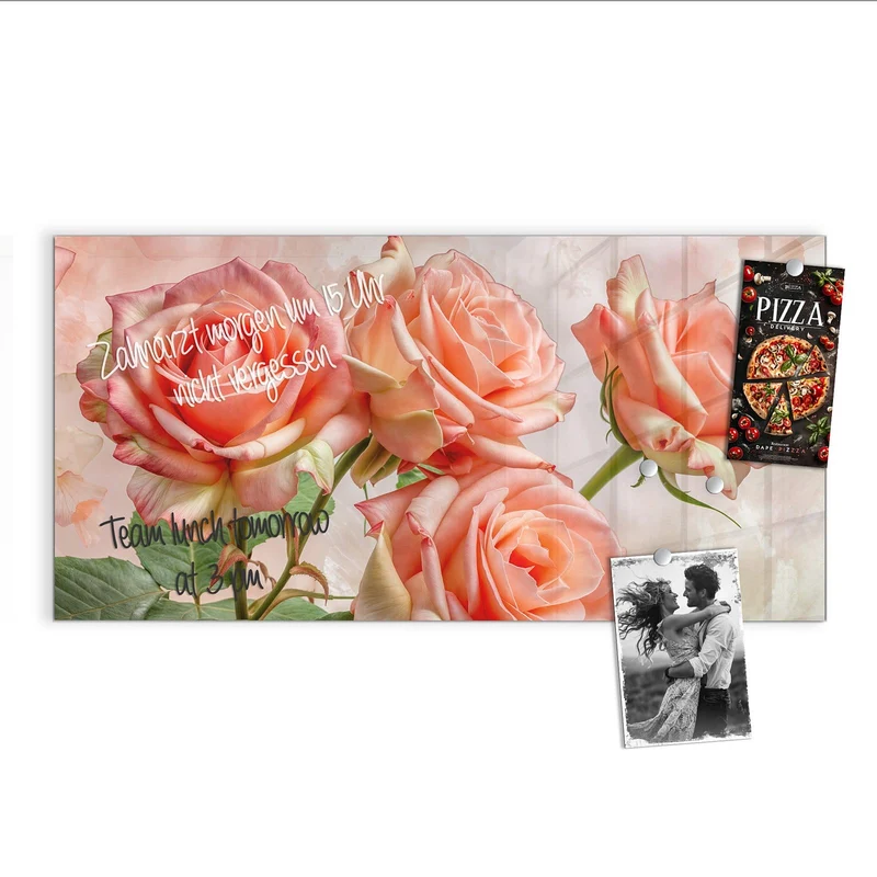 Magnettafel - Korallenrote Rosen