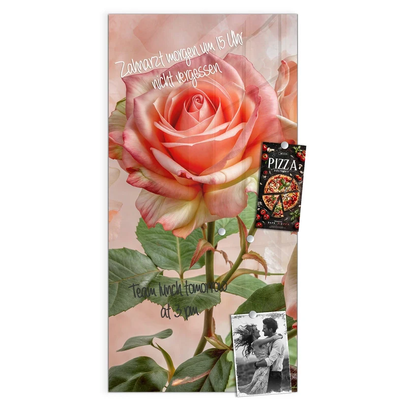 Magnettafel - Korallenrote Rosen