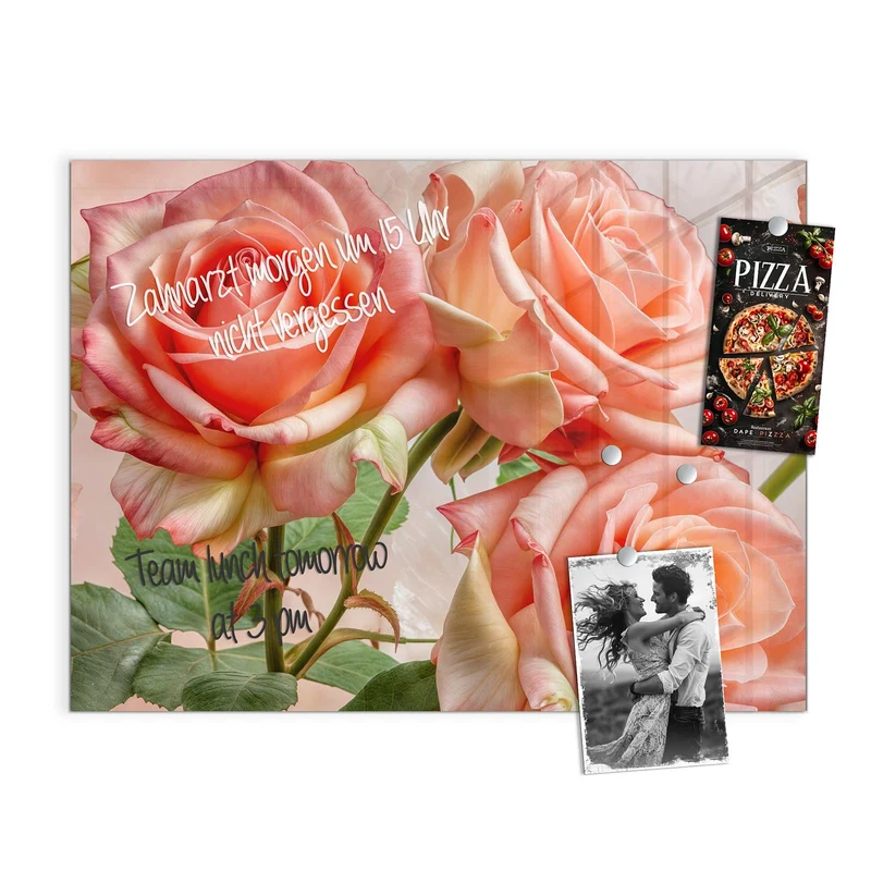 Magnettafel - Korallenrote Rosen