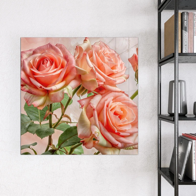 Magnettafel - Korallenrote Rosen