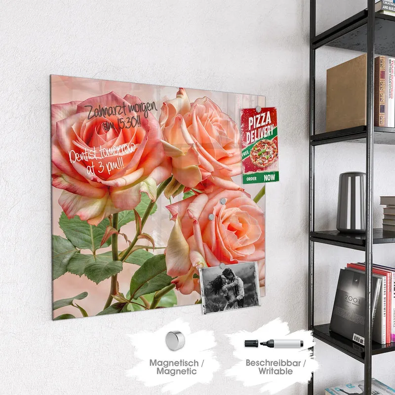 Magnettafel - Korallenrote Rosen