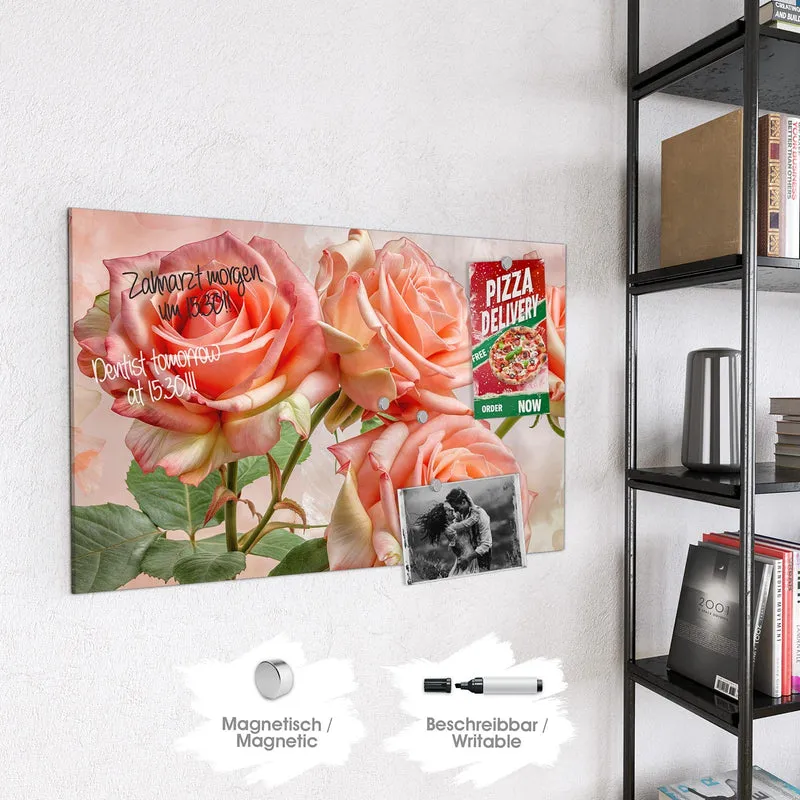 Magnettafel - Korallenrote Rosen